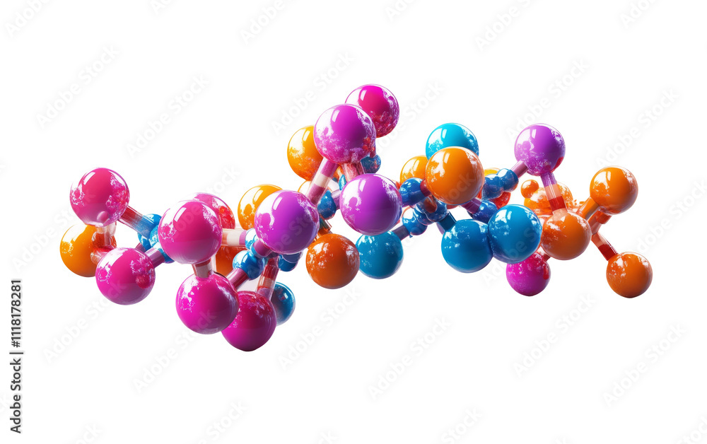 Colorful Molecular Structure on Transparent Background Colorful Molecular Structure on Transparent Background