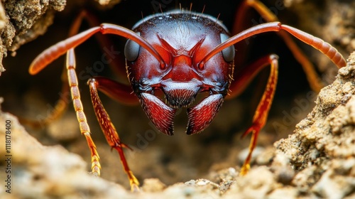 Ant colony built as a complex network of underground tunnels and chambers photo