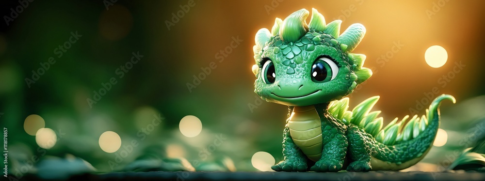 A cute green dragon character with a friendly expression against a whimsical gradient background. Ideal for children's parties, fantasy events, and greeting cards. A cute green dragon character with a friendly expression against a whimsical gradient background. Ideal for children's parties, fantasy events, and greeting cards.