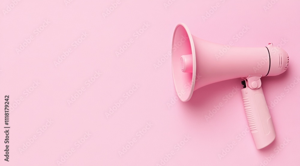 Photo of a megaphone on a light pink background, symbolizing loud and clear advertising Photo of a megaphone on a light pink background, symbolizing loud and clear advertising