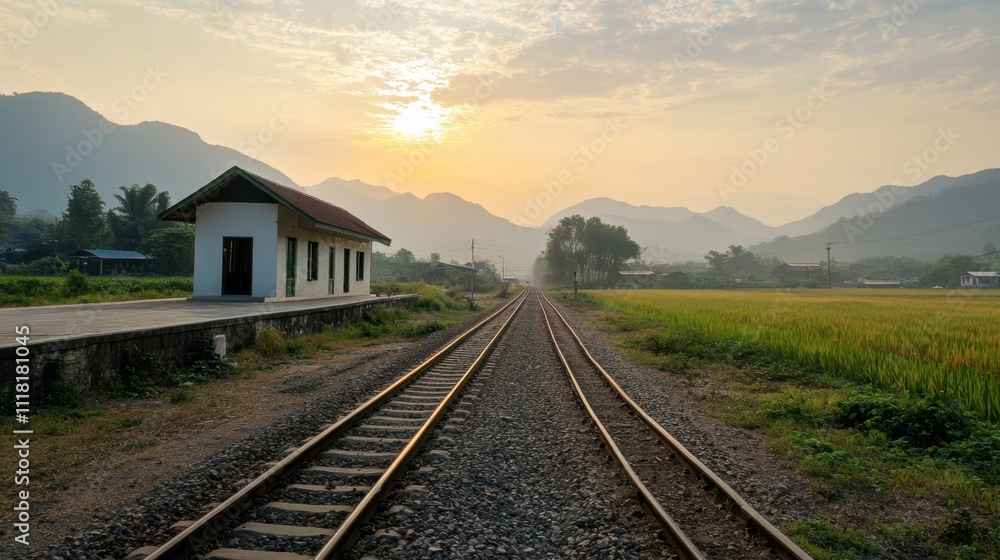 Scenic Railway Station in Laos During Daylight Scenic Railway Station in Laos During Daylight