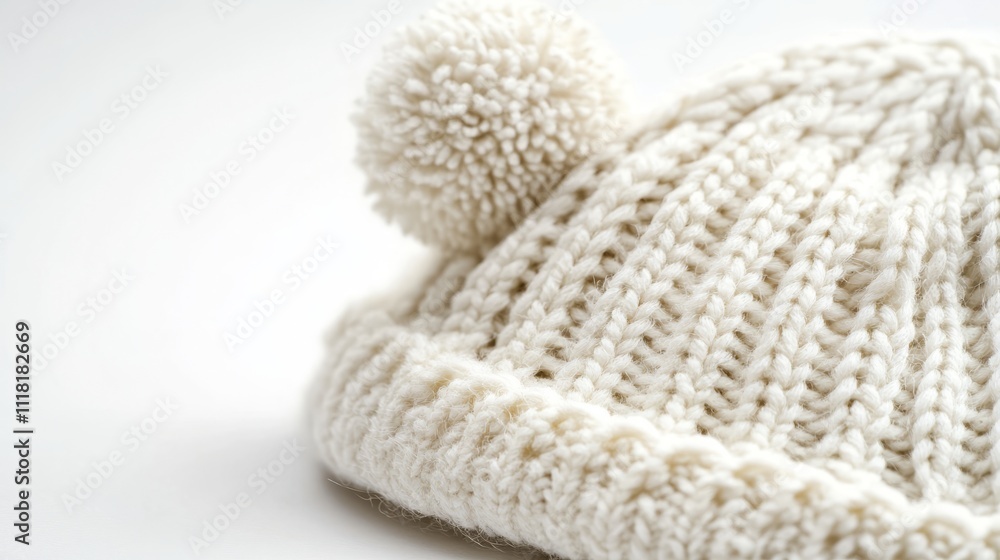 A close-up product photo of a winter hat is shown on a clean white background A close-up product photo of a winter hat is shown on a clean white background