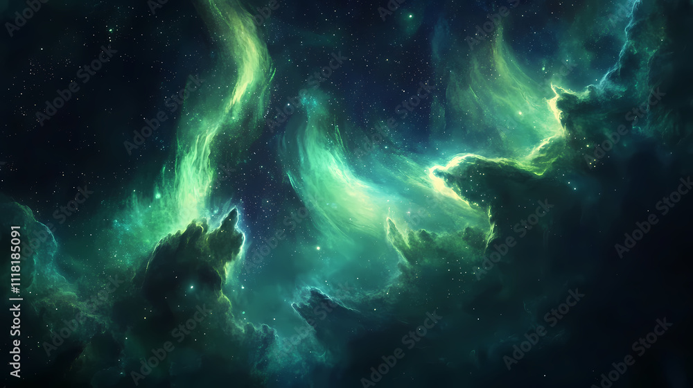 A fluid background with a mix of bright colors, simulating the appearance of the aurora moving across. Aether. Illustration A fluid background with a mix of bright colors, simulating the appearance of the aurora moving across. Aether. Illustration