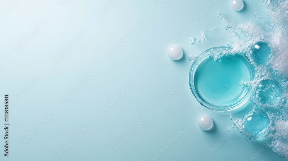 A glass dish filled with blue liquid and bubbles splashes, creating a visually captivating abstract concept with a focus on fluidity and motion. A glass dish filled with blue liquid and bubbles splashes, creating a visually captivating abstract concept with a focus on fluidity and motion.