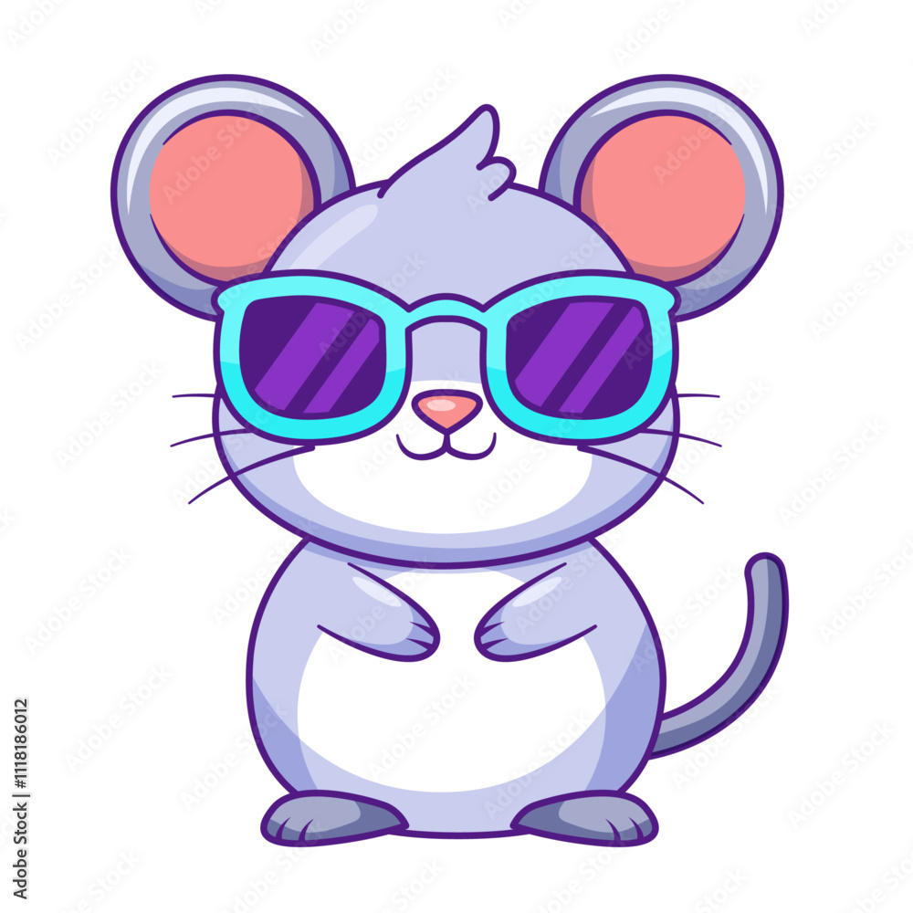 Naklejka premium Cute Mouse Cartoon Kawaii Sticker. Character Vector Illustration