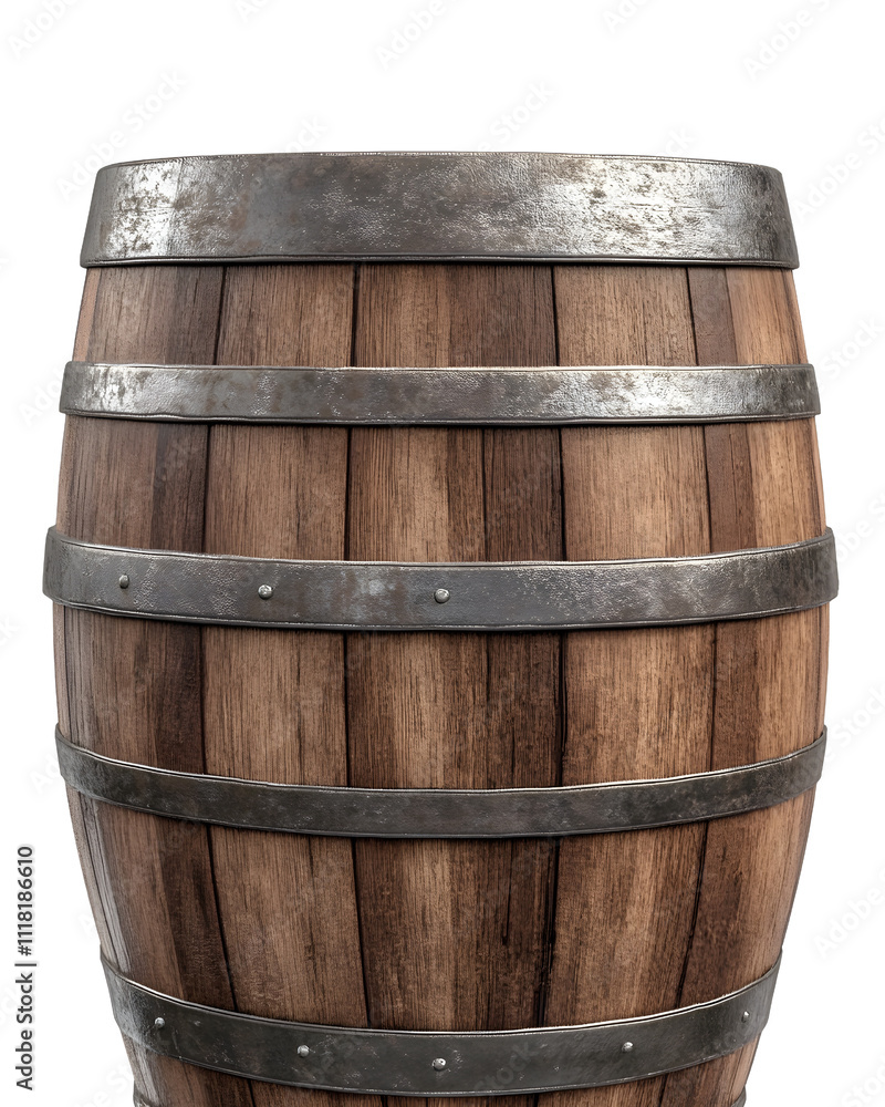 Fototapeta premium Wooden Barrel with Metal Bands