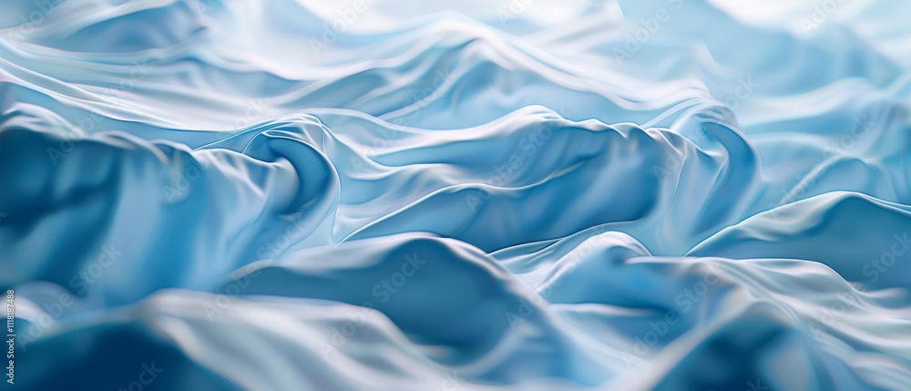 Blue fabric forms into soft, gentle waves that mimic a serene ocean landscape, evoking calm and tranquility. Blue fabric forms into soft, gentle waves that mimic a serene ocean landscape, evoking calm and tranquility.