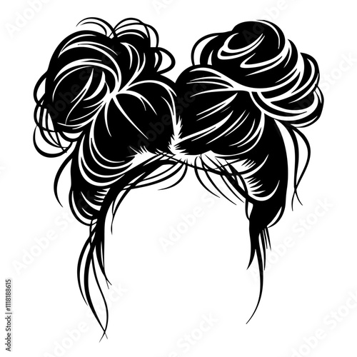 Girl hair messy bun clipart