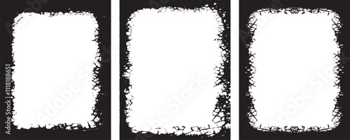  Intricately Distressed Grunge Frame Design Featuring Cracked and frame Borders A Comprehensive Collection of Edgy, Textured Frames Perfect for Artistic and Graphic Design Projects, Adding Depth, Char