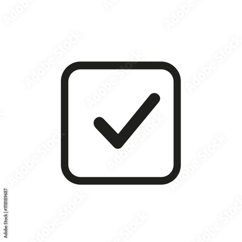 Check mark icon in minimalist outline style