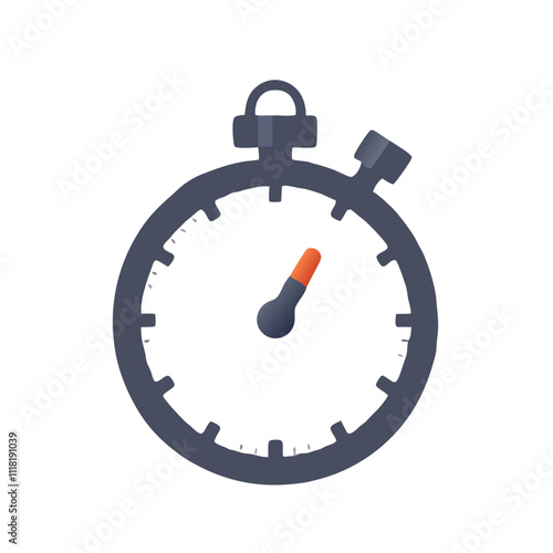 Stylized Stopwatch with Orange Indicator on Simple Background, Concept, Vector