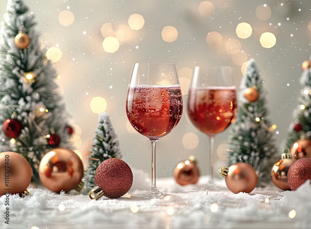 champagne and christmas decorations champagne and christmas decorations