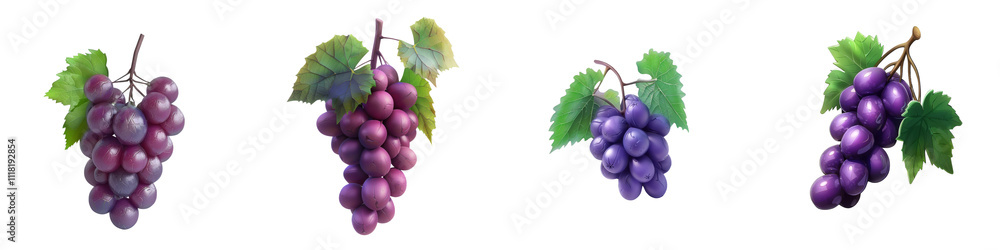 Fresh clusters of ripe grapes, showcasing rich colors and vibrant leaves. Perfect for culinary and healthy lifestyle themes. Fresh clusters of ripe grapes, showcasing rich colors and vibrant leaves. Perfect for culinary and healthy lifestyle themes.