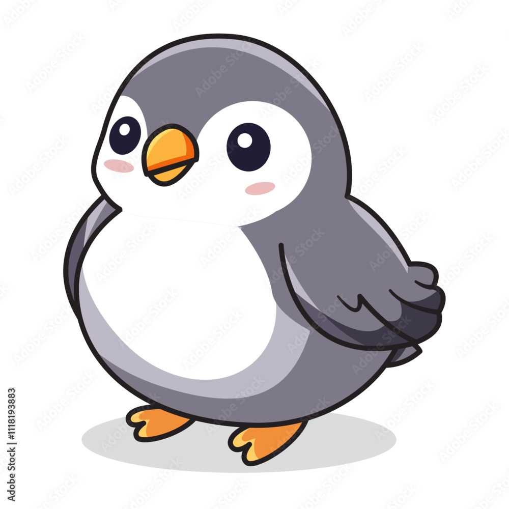 Cute Penguin Cartoon Kawaii Sticker. Character Vector Illustration Cute Penguin Cartoon Kawaii Sticker. Character Vector Illustration