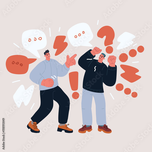 Vector illustration of the concept of two men arguing with each other