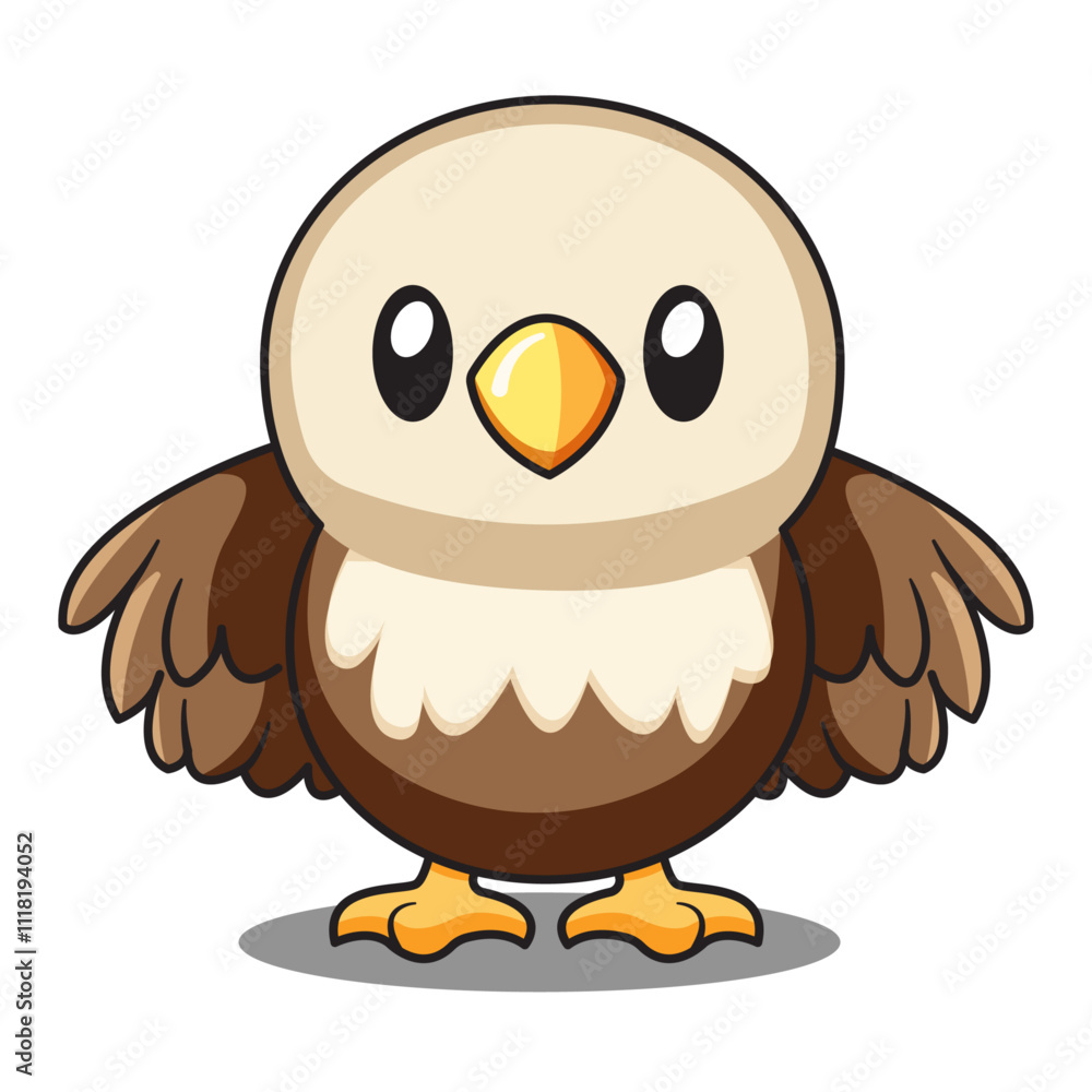 Cute Eagle Cartoon Kawaii Sticker. Character Vector Illustration Cute Eagle Cartoon Kawaii Sticker. Character Vector Illustration