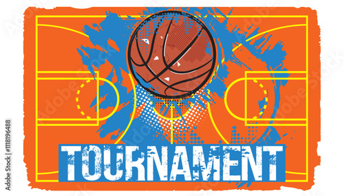 Basketball tournament pop art design- vector illustration.