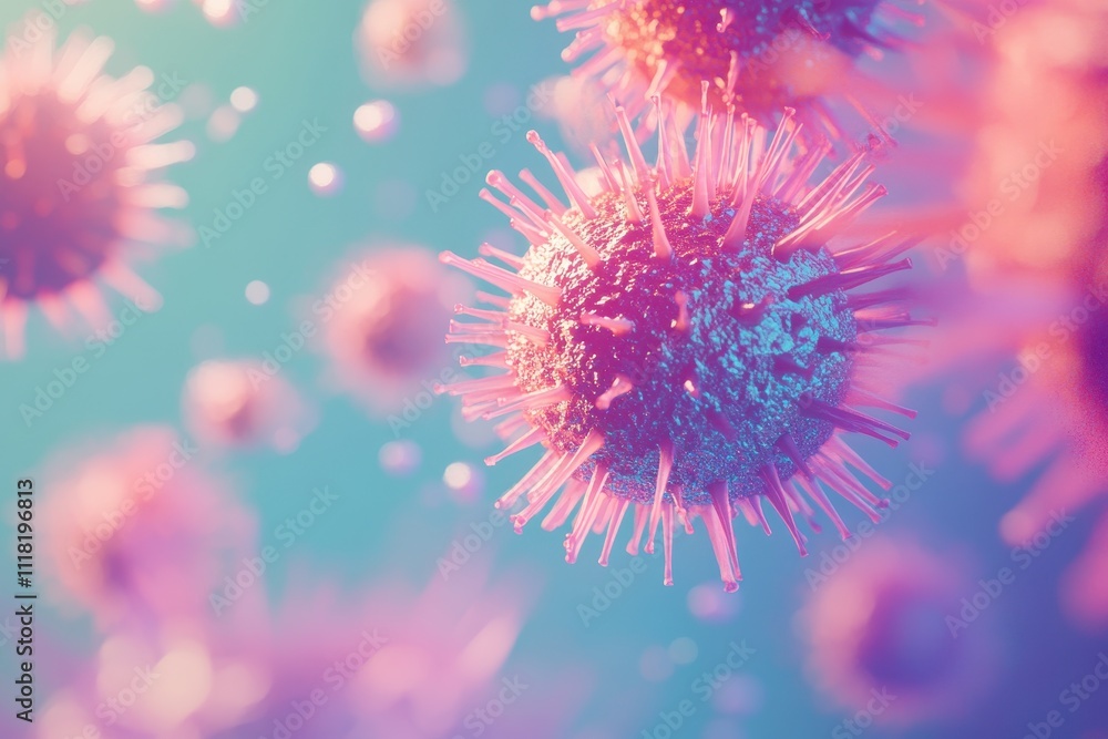 A highly detailed microscopic view of a virus particle A highly detailed microscopic view of a virus particle