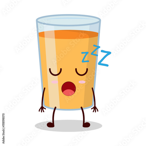 cute rest expression of orange juice cartoon character