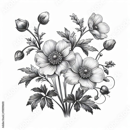 Detailed botanical illustration of a flower Elegant and sophisti photo