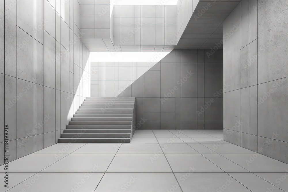 Fototapeta premium Minimalist Concrete Staircase Architectural Interior