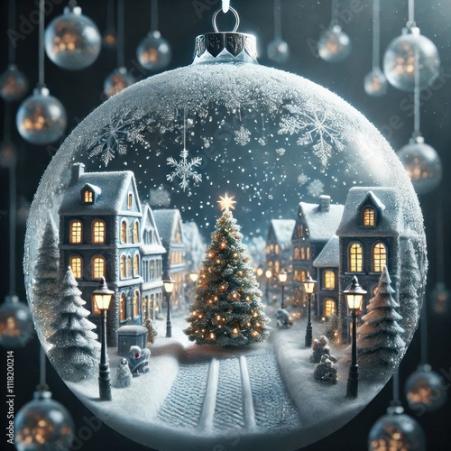 Festive Glass Ornament with Intricate Holiday Scene