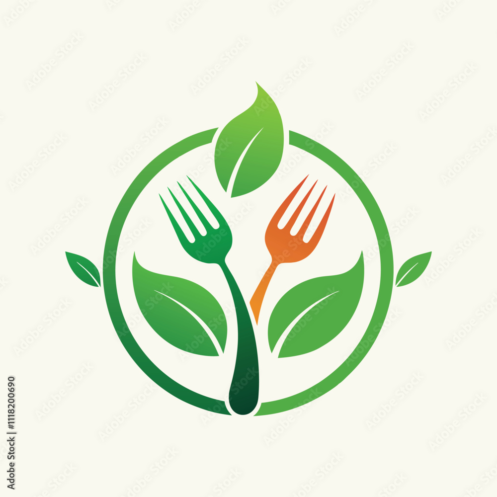 Eco-Friendly Fork and Leaf Logo Design Concept Eco-Friendly Fork and Leaf Logo Design Concept