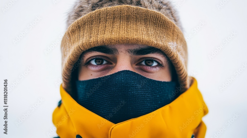 a photoshot of a person who is cold , white background a photoshot of a person who is cold , white background