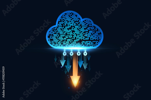 Data storage and server upload. Cloud computing technology. Business data transfer.Copy data to a backup cloud