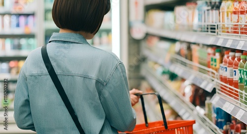 コンビニで買い物をする若い女性｜Young woman shopping at a convenience store