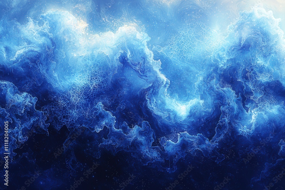 Abstract blue waves: ethereal ocean-inspired fluid art design Abstract blue waves: ethereal ocean-inspired fluid art design