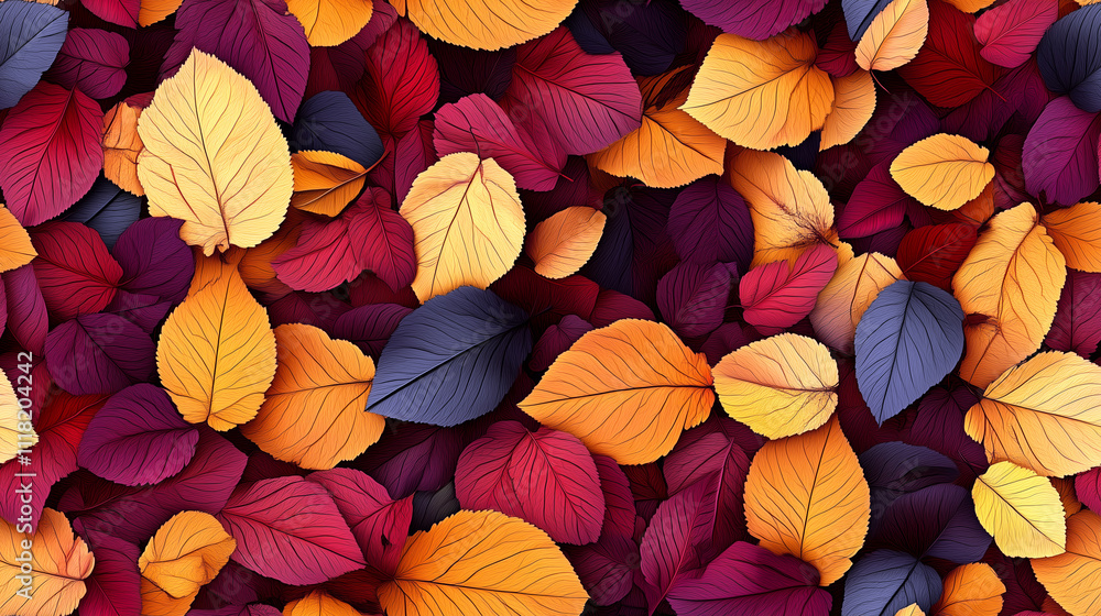 seamless repeat and fully tileable background of colourful autumn / fall leaves and foliage seamless repeat and fully tileable background of colourful autumn / fall leaves and foliage