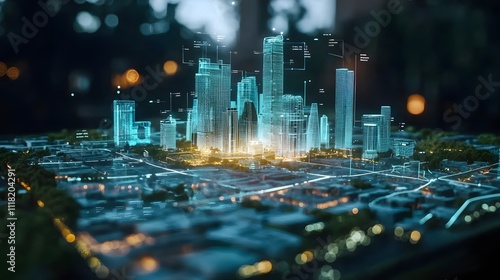 Wallpaper Mural Spatial Mapping: An AR interface displaying a 3D map of a city overlaid on the physical landscape, with digital annotations highlighting points of interest and user interactions Torontodigital.ca