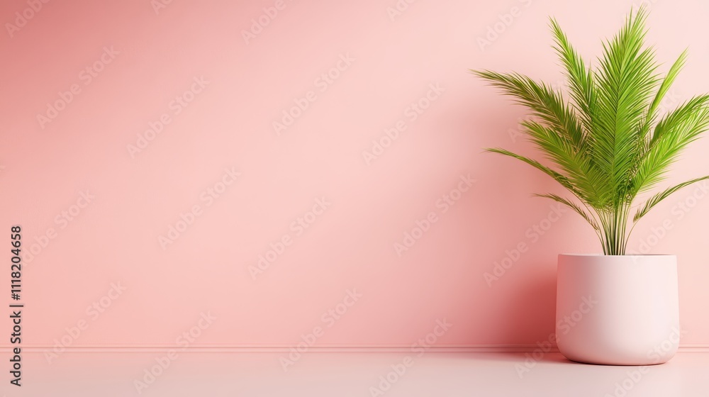 A vibrant green plant thriving in a minimalist pot set against a gentle pink background, representing growth, nature, and a soothing environmental ambiance. A vibrant green plant thriving in a minimalist pot set against a gentle pink background, representing growth, nature, and a soothing environmental ambiance.