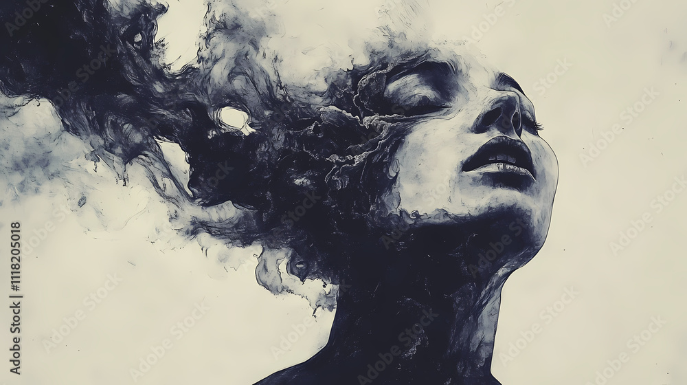 Fototapeta premium Ethereal and mysterious void essences: exploring surreal and haunting depictions in dark and cosmic. Void. Illustration