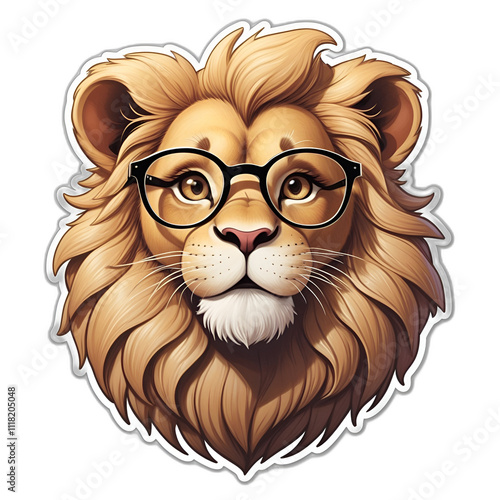 lion head with style hand drawn watercolor digital painting illustration
 photo