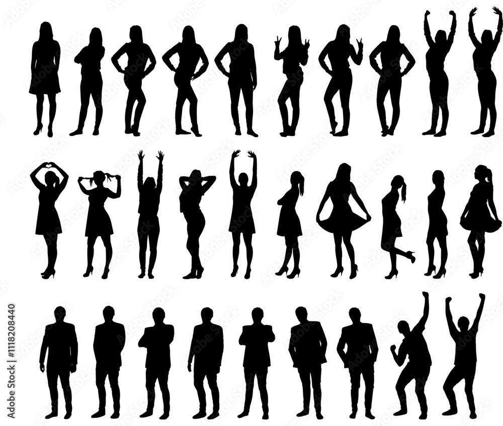 collection of vector silhouettes of people without background collection of vector silhouettes of people without background
