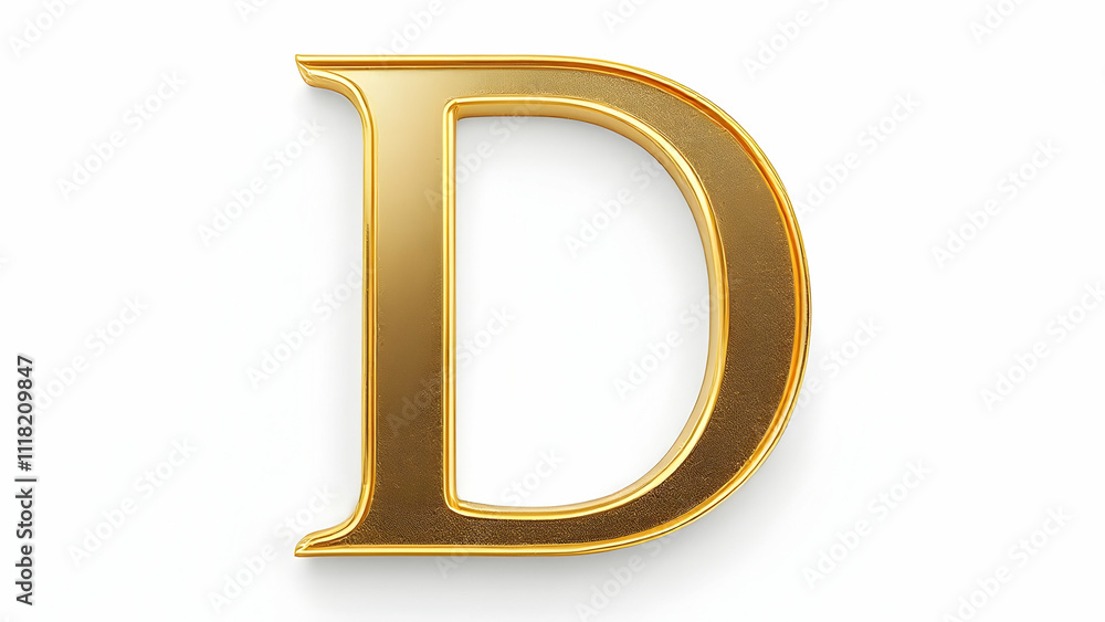 A 3D rendered image of a capital letter D. The letter is gold, shiny, and has an elegant textured surface. Its isolated on a white background. A 3D rendered image of a capital letter D. The letter is gold, shiny, and has an elegant textured surface. Its isolated on a white background.