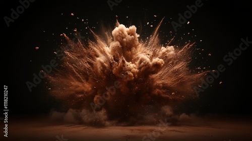 A powerful display of an explosive dust cloud dramatically captured against a dark background, highlighting themes of strength, energy, and sudden transformation. photo