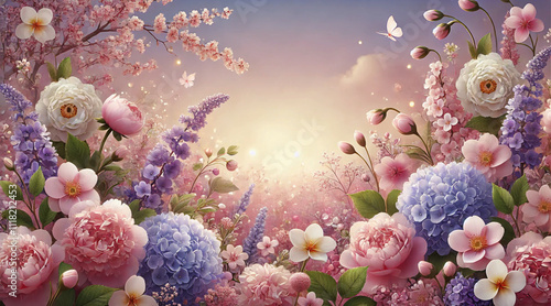 Dreamy Floral Cluster at Sunset