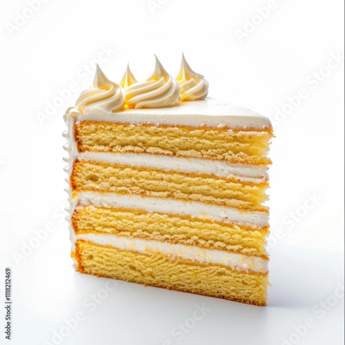 Medium shot of Vanilla cake, isolated on a white background 