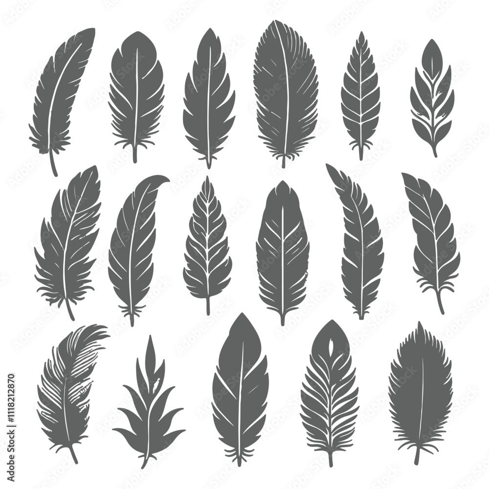 A shilhoutte feather vector design with white background A shilhoutte feather vector design with white background