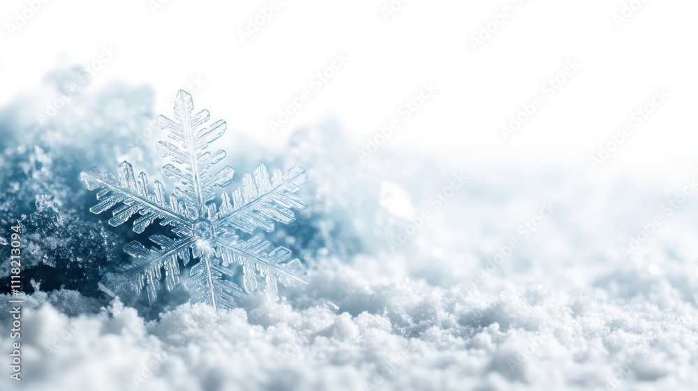 A detailed close-up of an intricate snowflake resting delicately on a bed of powdery snow, capturing the essence of winter’s natural beauty and fragility. A detailed close-up of an intricate snowflake resting delicately on a bed of powdery snow, capturing the essence of winter’s natural beauty and fragility.