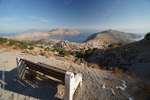 upper view from Symi town and coastline photo