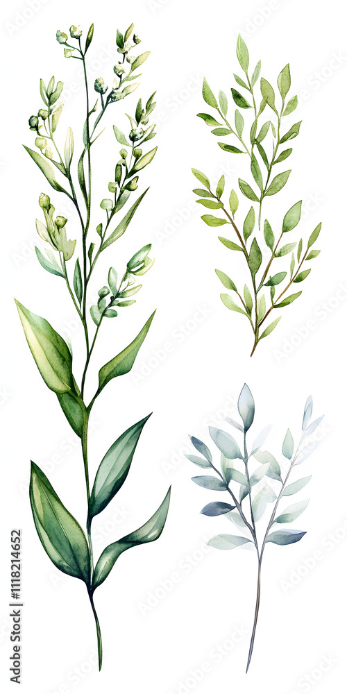 Naklejka premium Collection of Four Unique Plant Illustrations