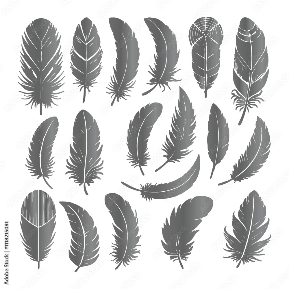 A shilhoutte feather vector design with white background A shilhoutte feather vector design with white background