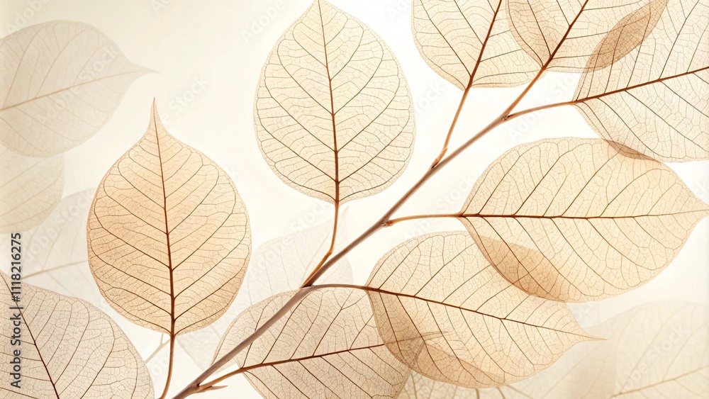 Obraz premium Serene Digital Art of Translucent Autumn Leaves with Pastel Tones V2