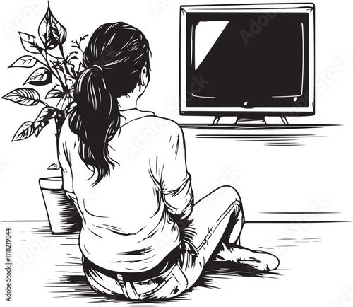 woman watching television