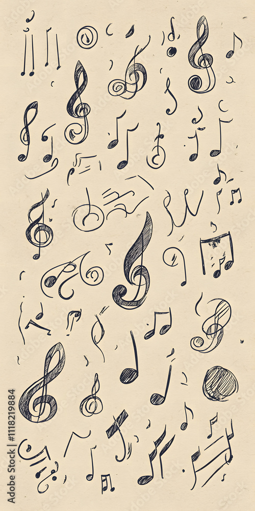Collection of Hand-Drawn Musical Notes Collection of Hand-Drawn Musical Notes