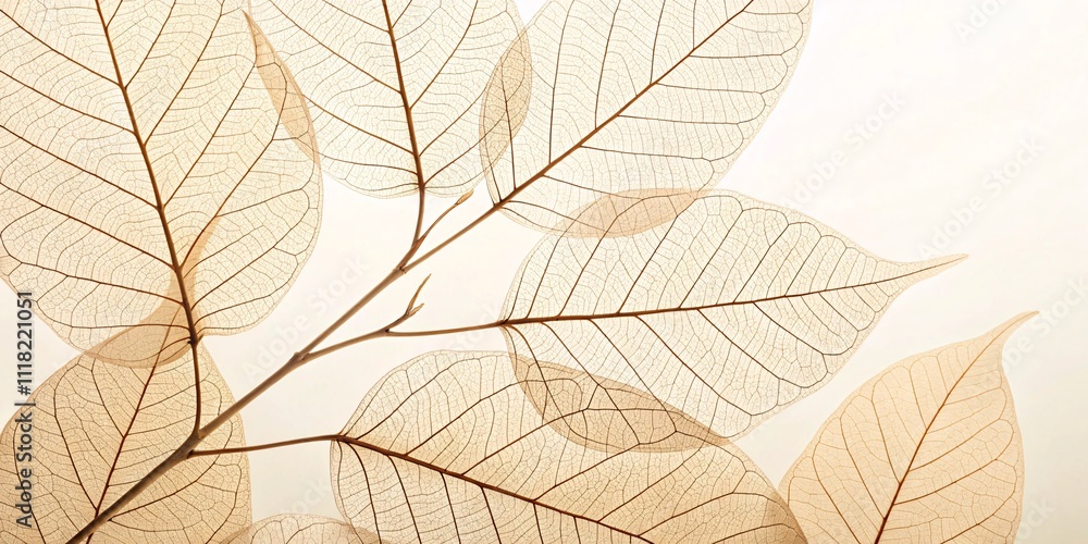 Fototapeta premium Serene Digital Art of Translucent Autumn Leaves with Pastel Tones V5